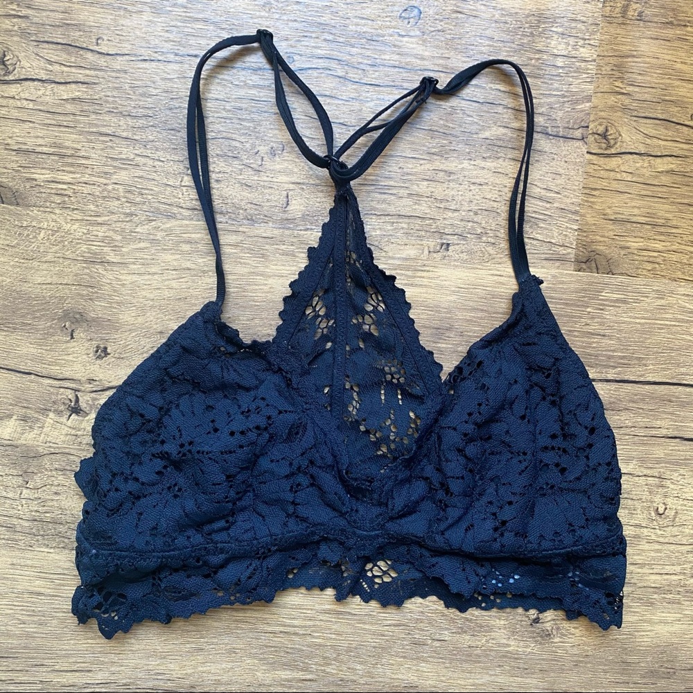 Aerie Black Lace Racerback Bralette Size Small